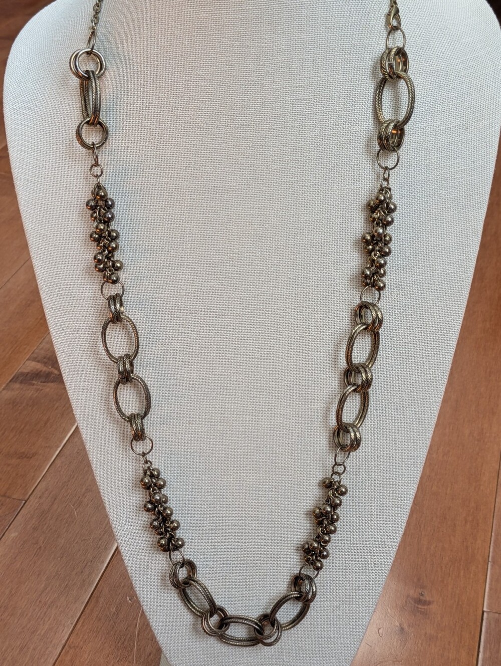 Antiqued Gold or Brass Tone Boho Long Layering Necklace